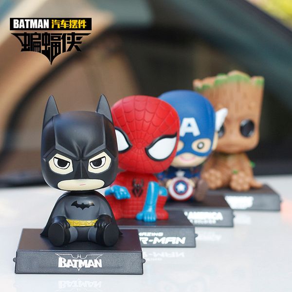 Batman American Captain Spider Man Tree Man Car Swing Head Dummy Hand Made Model Car Interior Jewelry Sport Car Accessories Sports Car Interior From