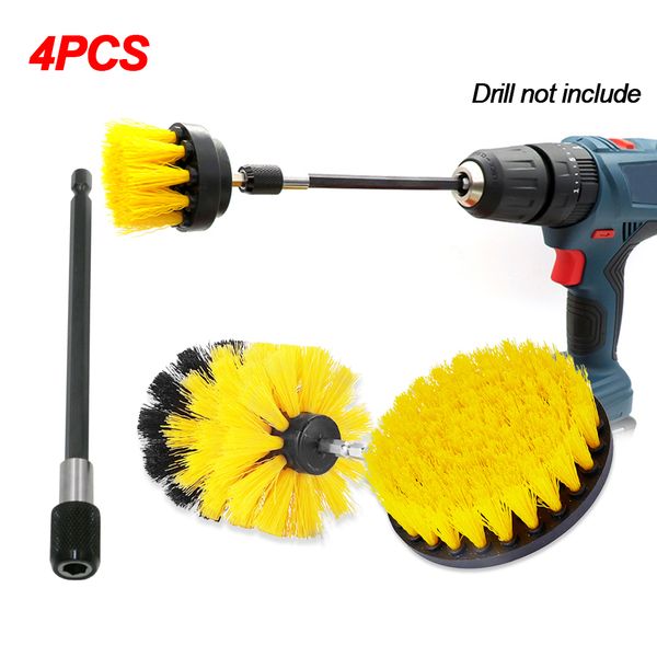 

3pcs power scrubber brush drill brush + 1pc 15cm extension tube 2 3.5 4'' wheel brushes for car washing cleaning kits
