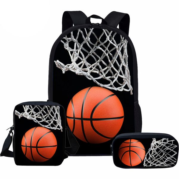 

noisydesigns schoolbags teenager boys basketball prints kids school backpacks children orthopedic book bag school bag set 3pcs