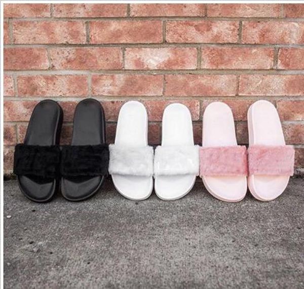 

2019leadcat fenty rihanna shoes women slippers indoor sandals girls fashion scuffs pink black white grey fur slides without box high quality