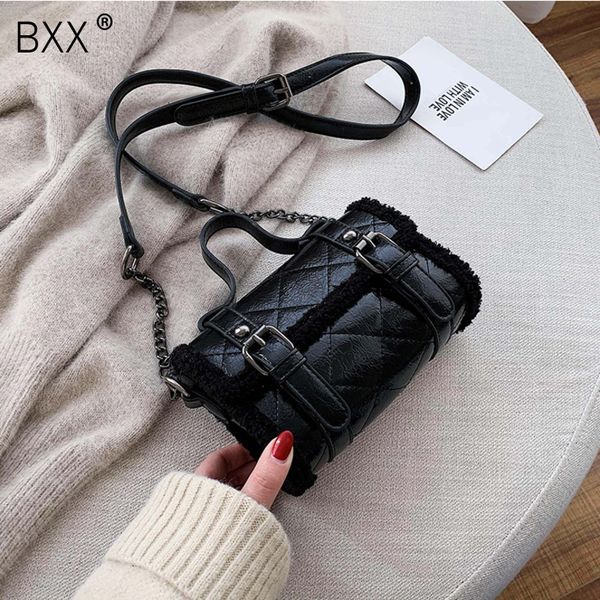 

bxx] faux fur crossbody bags for women 2019 solid color winter all-match flap shoulder messenger bag lady warm handbags hj887
