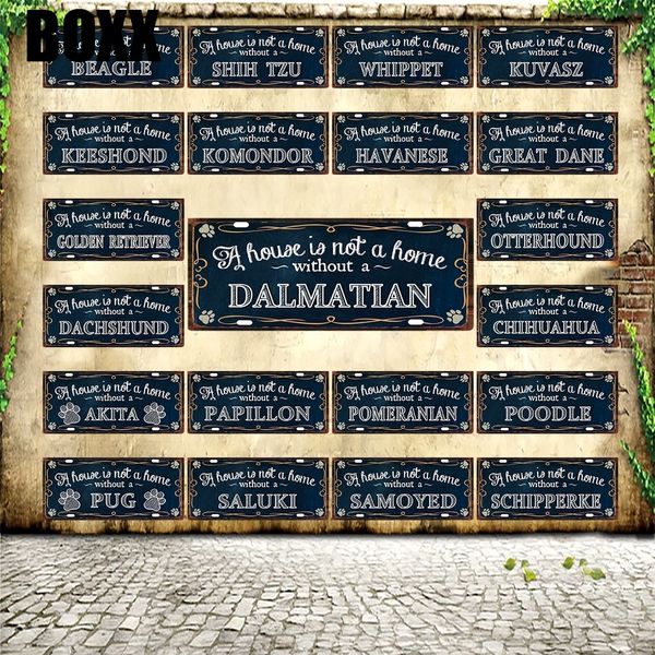 

a house is not a home without a dog pug metal sign tin poster home decor bar wall art painting 15*30 cm sizer