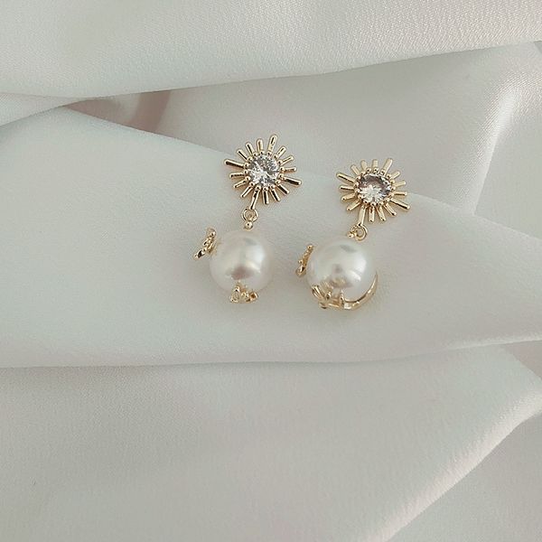 

new retro sunflower earrings fashion cute pearl bee earrings women's jewelry 925 silver needle birthday gift