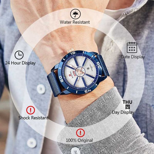 

naviforce watch men sports watches men's quartz clock waterproof fashion stainless wrist watch for man, Slivery;brown