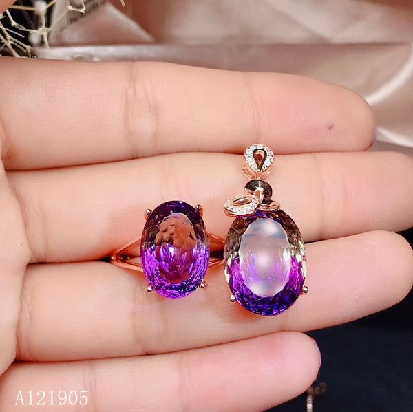 

kjjeaxcmy boutique jewelry 925 sterling silver inlaid amethyst gemstone female luxury pendant necklace ring set, Black