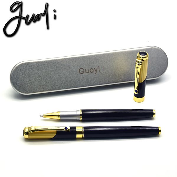 

guoyi c005 diy luxury metal gel pen 0.5mm pointed learning office supplies school stationery gift l business ballpoint pen, Blue;orange
