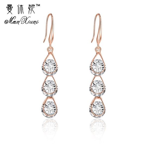 

manxiuni new fashion women earring rose gold brinco color 7 colors cz oorbellen pierced dangle drop earrings jewelry gifts, Silver