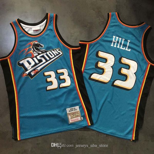 

men detroit pistons grant hill mitchell & ness teal road 1998/99 hardwoods classics authentic jersey 04, Black;red