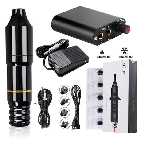 

stigma professional tattoo kit rotary tattoo machine pen needle cartridge dc 5.5 interface mini tattoo machine power lithium battery