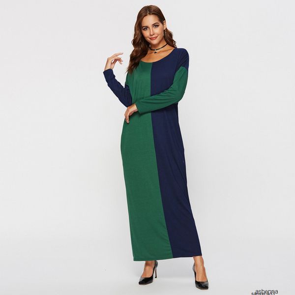 

womens designer stitching casual singing dress long skirt30o9h, Black;gray