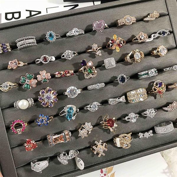 

Серебряное Золотое Кольцо Красочные Горный Хрусталь Мода Bling Bling Кристалл Горного Хрусталя Высокого Качества Корейских Ювелирных Изделий Оптовые бесплатно DHL