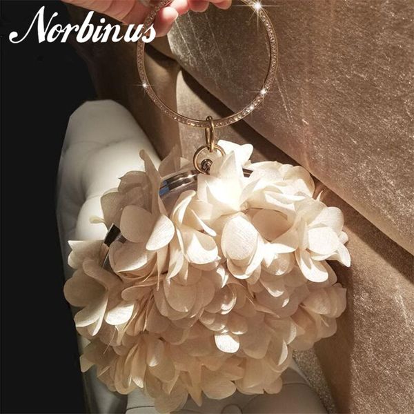 

norbinus women flowers handbags designer diamond ring handle bag small round clutch ladies evening party shoulder crossbody bag