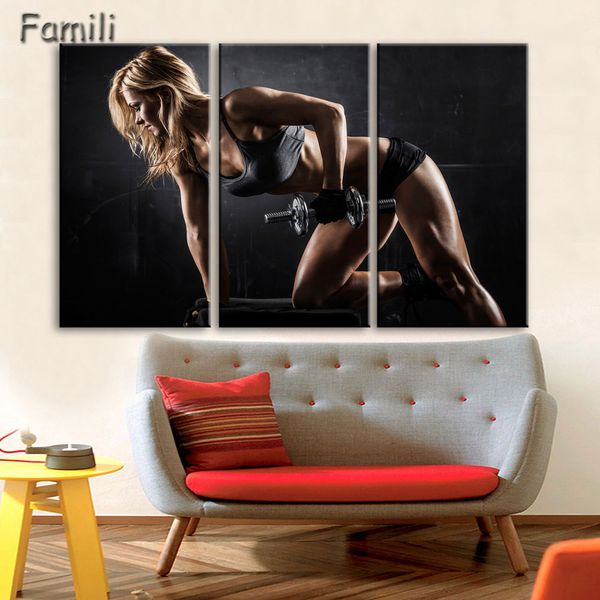 

3pcs Wall Art Poster Bodybuilding Exercise Fitness Sports Painting Canvas Printing Unframed Modular Pictures,decorative pictures