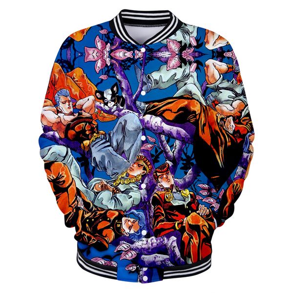 

anime 3d print fashion jojo baseball uniform coats long sleeve sweatshirt student leisure jojo men/women jacket, Black
