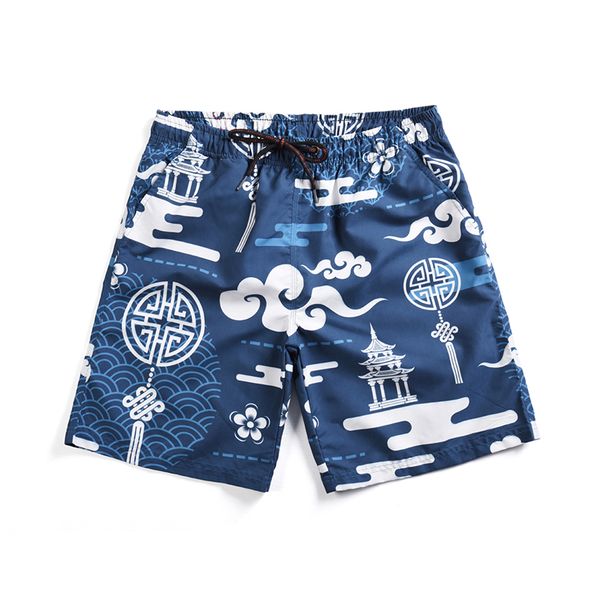 

perfect quality summer beach shorts quick dry swimsuit surf swimshorts board mid-length swim trunks plus size for men, White;black