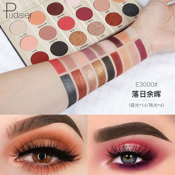 Pudaier Матовая красочная палитра теней для век Nude Eye Make Up Palette Set Водонепроницаемый Shimmer Блеск Косметика Loose Powder 18 Color