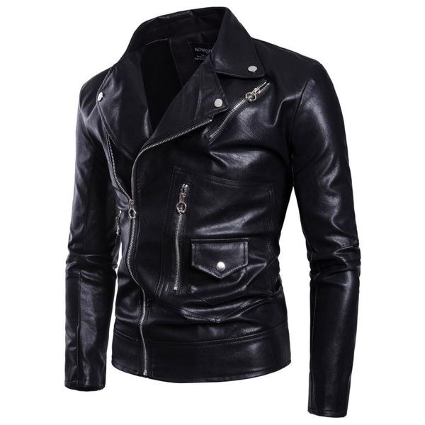 

men's fur & faux black men leather jacket turn-down collar bomber jackets and coats fashion motorcycle overcoat