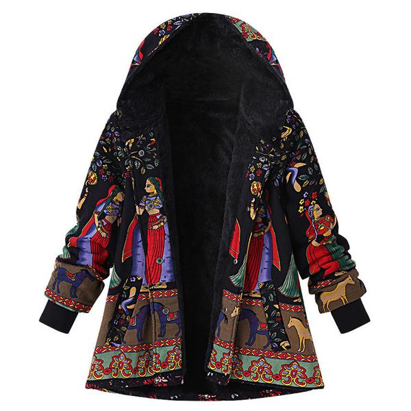 

ostrich winter winter women vintage warm jackets solid color print femal fleece faux fur outwear hooded plus size 5xl, Tan;black