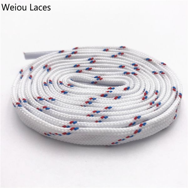 

weiou classic 7mm cool white red blue flat tublar shoelaces brand new athletic boots laces for men lady women sports sneakers, White;pink