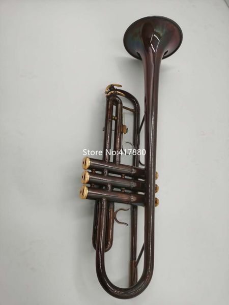 Superfície Quente venda Bb escuro Trumpet marrom original do corpo de cobre antiga Simulação com caso frete grátis