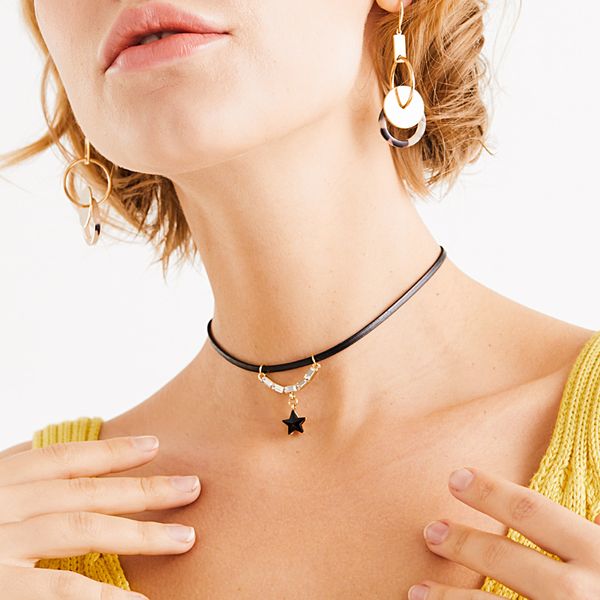 

five pointed star necklace retro female new clavicle chain simple temperament korea choker short chain necklace jewelry, Golden;silver