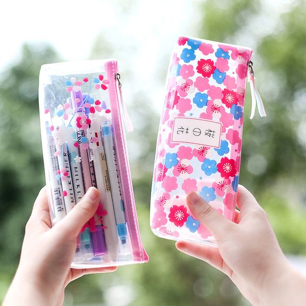 

1pcs creative ins japanese sakura pencil case small fresh pencil case transparent student stationery bag office supplies