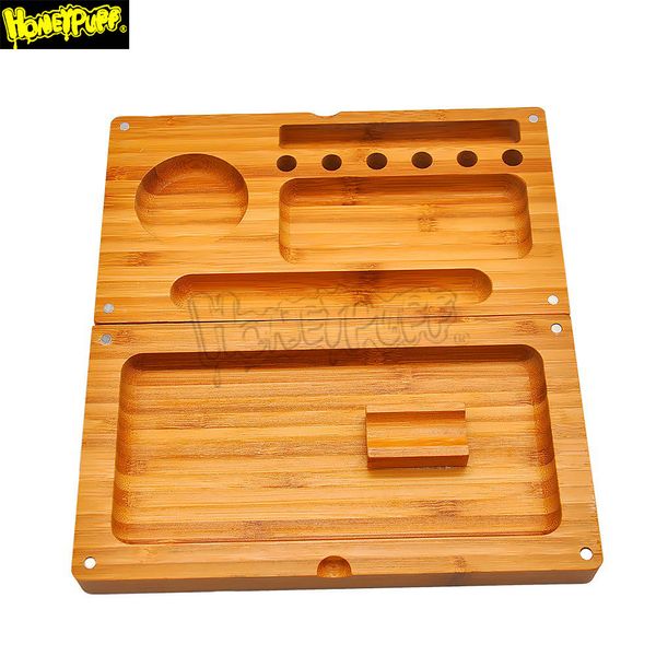 

Бамбуковый Многофункциональный Tobacco Роллинг Tray 249MM * 242мм Backflip Bamboo Magnetic Роллинг лоток для курения Херб Grinder хранения свяким DIY