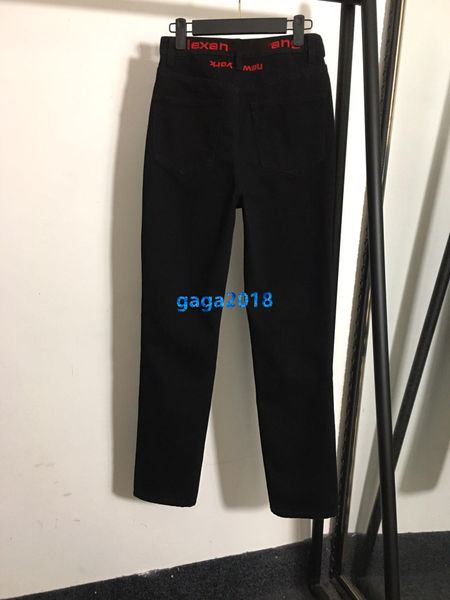 

high end женщины девушки черные джинсовые брюки джинсы вышивка письмо случайные сексуальные свободные гарем прямые брюки взлетно посадочная, Blue