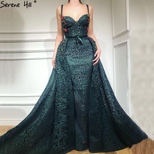

serene hill dark green sleeveless evening dress lace fashion flowers mermaid formal party gown 2020 cla6487, White;black