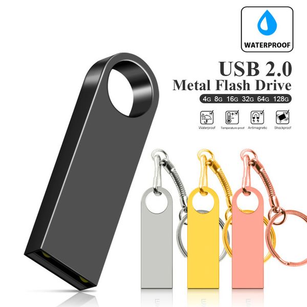 

usb flash drive pendrive 32gb 64gb 16gb 8gb 128gb pen drive waterproof metal silver u disk memoria usb memory usb stick flas