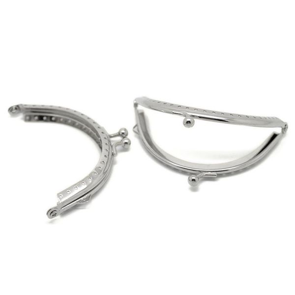 

5pcs silver tone purse bag metal arch frame kiss clasp lock 9x6.3cm, Black