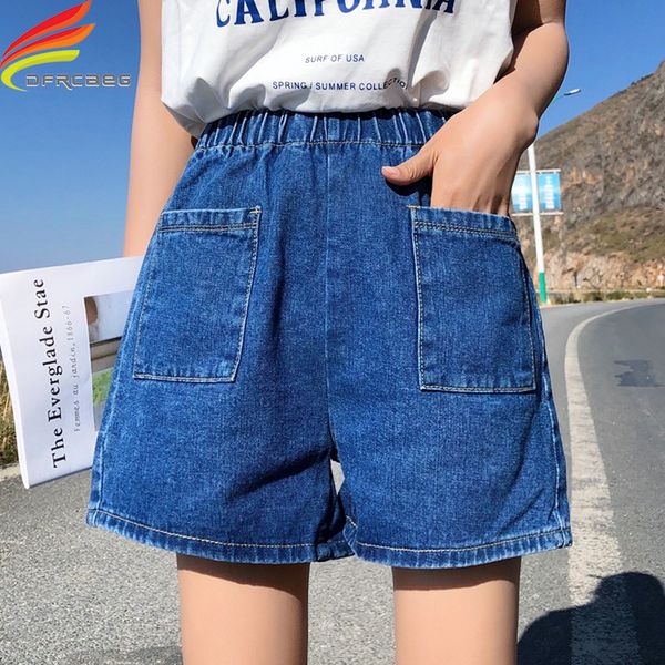 

women's shorts streetwear summer denim blue white and black high waist wide leg women casual ladies jeans feminino, White;black