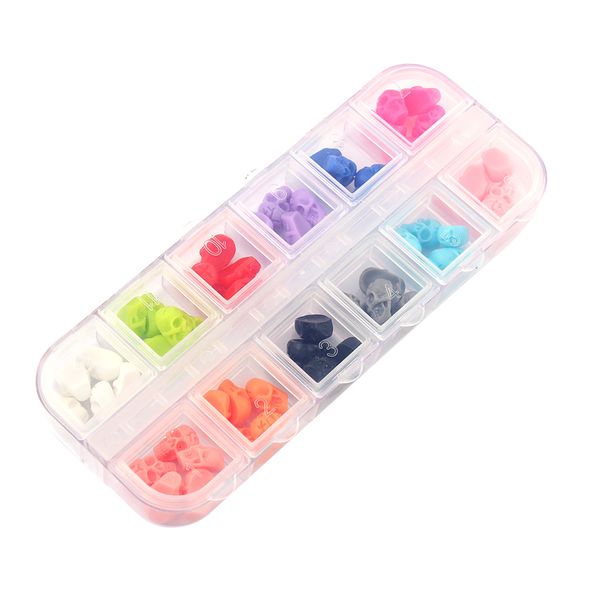 

diy 3d skull nails art decoration sticker manicure tips 60pcs/box 12 colors