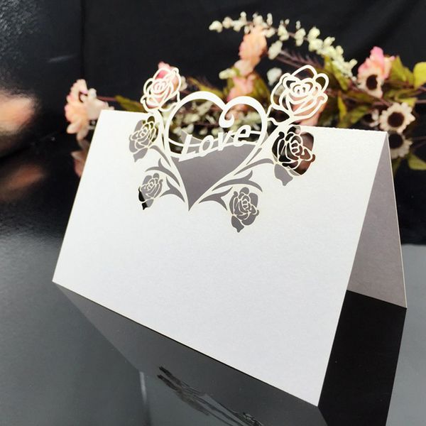 

50pcs / серия laser cut имя таблицы карта место карты гости имена марк карта свадебные украшения венчание партия события supplies