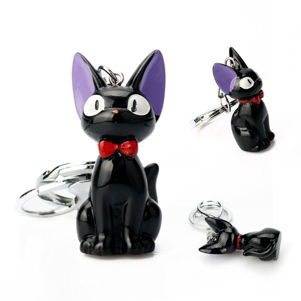 

kiki's delivery service jewelry keychain 3d resin cat key chains cartoon keyring bag backpack pendant key buckle gift, Silver