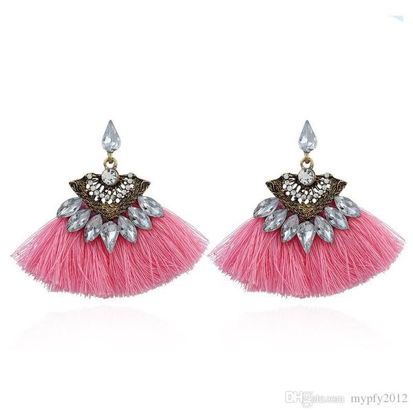 

новый богемского циркон цветок серьги для женщин свадьба подарки хлопок бахромой мотаться серьги заявление ювелирные изделия lx, Silver