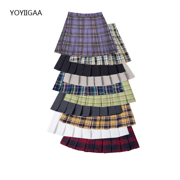 

skirts summer plaid female pleated high waist dance women mini skirt preppy style ladies girls short sweet cute, Black