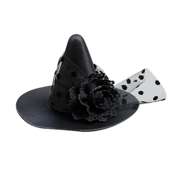 

black mesh witch magic hat with metal hairpin dance party props children hair clip, Golden;white