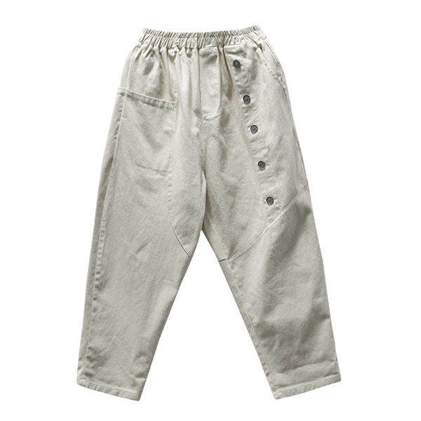 

women's jeans cotton and line loose casual harem all-match pants elastic waist trousers female vintage mom for women, Blue