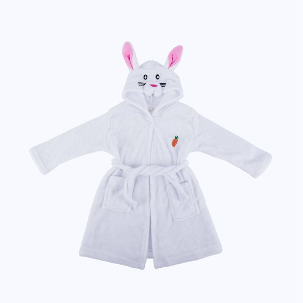 

Little Girl's Flannel Bathrobe ,White Rabbit,100: 3T