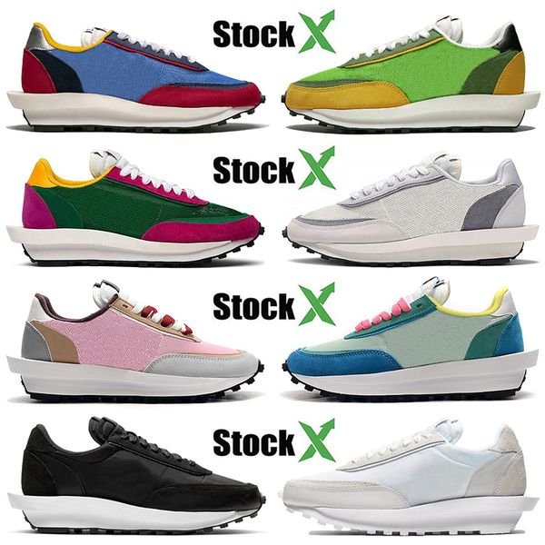 

brand 2020 new arrival sacai waffle white black nylon stock x designer quality tnnis shoes for mens women sport sneakers 36-45, White;red