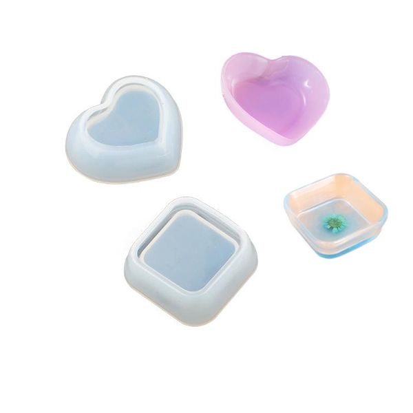 

new crystal epoxy resin love heart-shaped square dish silicone diy small bowl container home decoration crafts