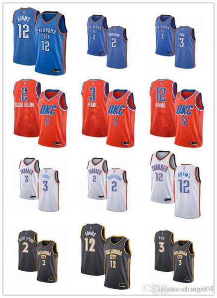 

men women youth oklahoma city thunder 2 shai gilgeous-alexander 3 chris paul 12 steven adams custom basketball jerseys, Black;red