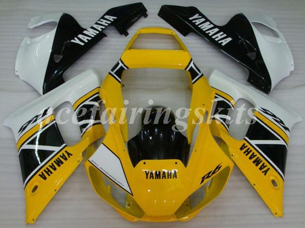 

new abs motorcycle full fairings kit fit for yamaha yzf-r6 1998 1999 2000 2001 2002 r6 bodywork set yellow white