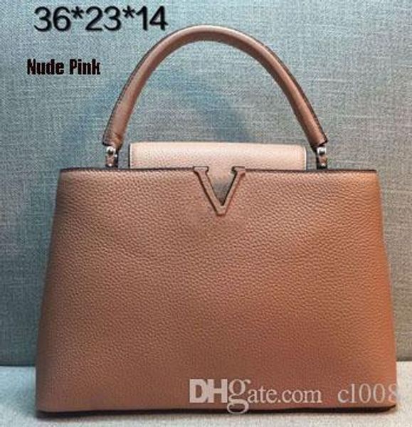 

women leather totes soft lichee real leather 36cm medium totes leather wrapped handle with belts fashion casual first choices