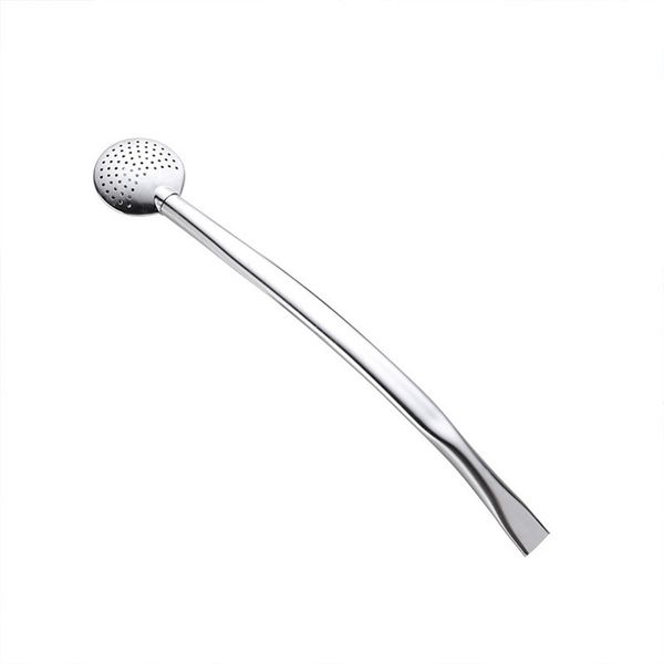 

304 stainless steel spoon straw round head filter spoon straw mate tea drinking 19cm barware wholesale
