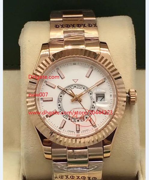 

бесплатная доставка высокое качество роскошные часы новый белый 42 мм 326934 розовое золото нержавеющая сталь механические автоматические му, Slivery;brown