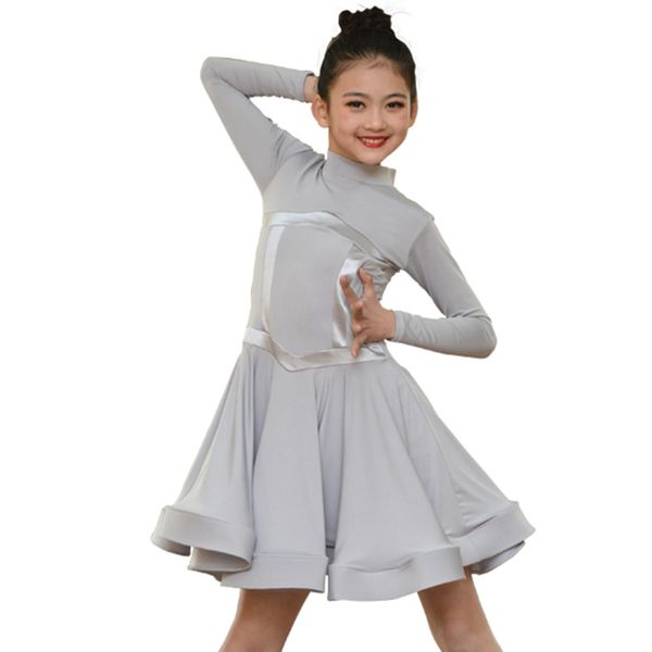 

new arrival latin dress milk fiber kids dresses long sleeve girls tango chacha samba rumba practice performance dancewear dc2398, Black;red