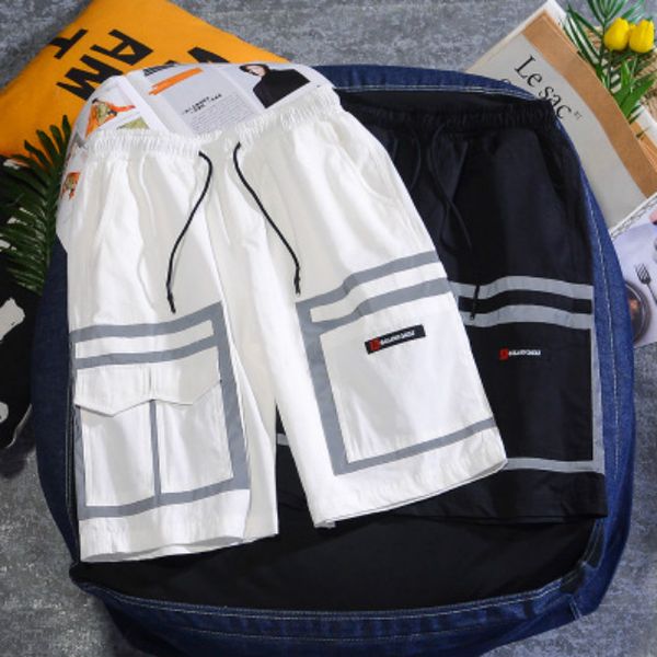

mens designer luxury shorts summer loose high street 3m reflective pants popular fashion england style wholesale size s-3xl new, White;black