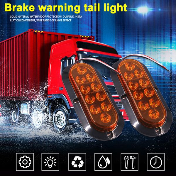 

1 pair tail lamp oval 10 led warning light tail light for truck trailer m8617